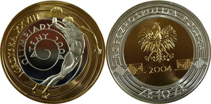 10 zł Ateny platerowane 2004
