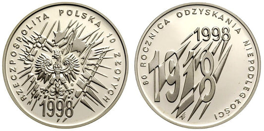 10 zł 80 rocznica odzyskania niepodległości 1998