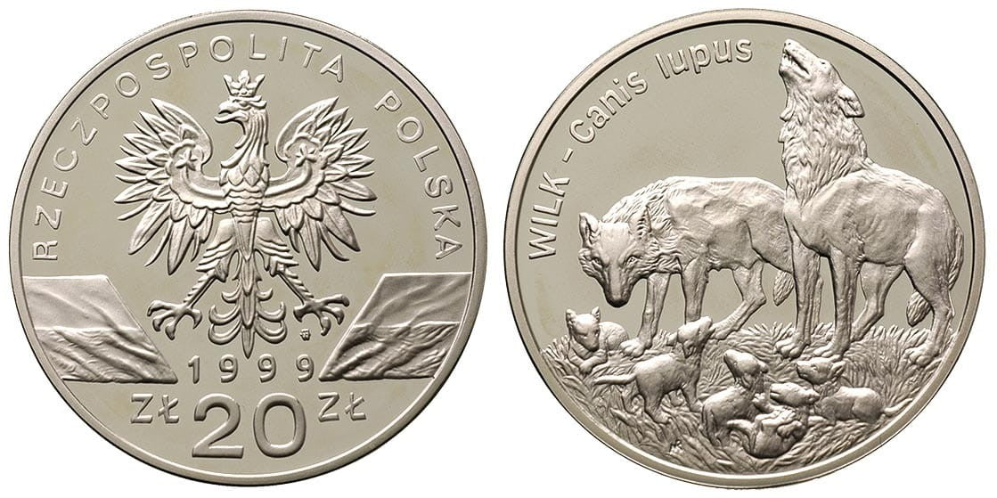 20 zł Wilki (łac. Canis lupus) 1999