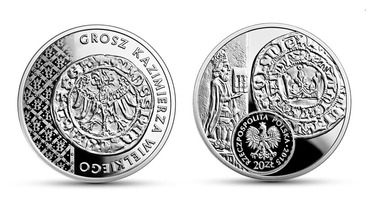 20 zł Historia Monety Polskiej – grosz Kazimierza Wielkiego 2015