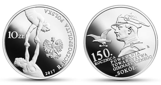 10 zł 150. rocznica powstania Towarzystwa Gimnastycznego „Sokół” 2017