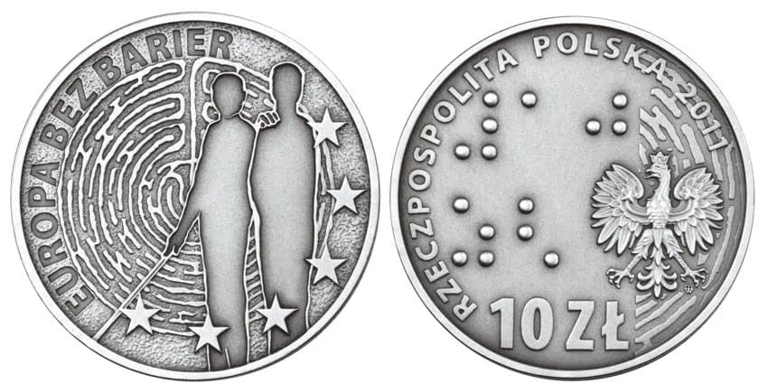 10 zł Europa bez barier – 100-lecie Towarzystwa Opieki nad Ociemniałymi 2011