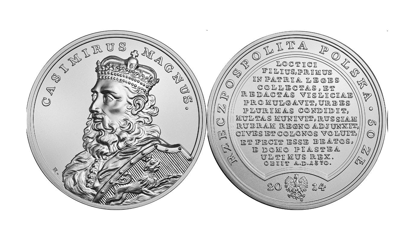 50 zł Skarby Stanisława Augusta – Kazimierz Wielki 2014