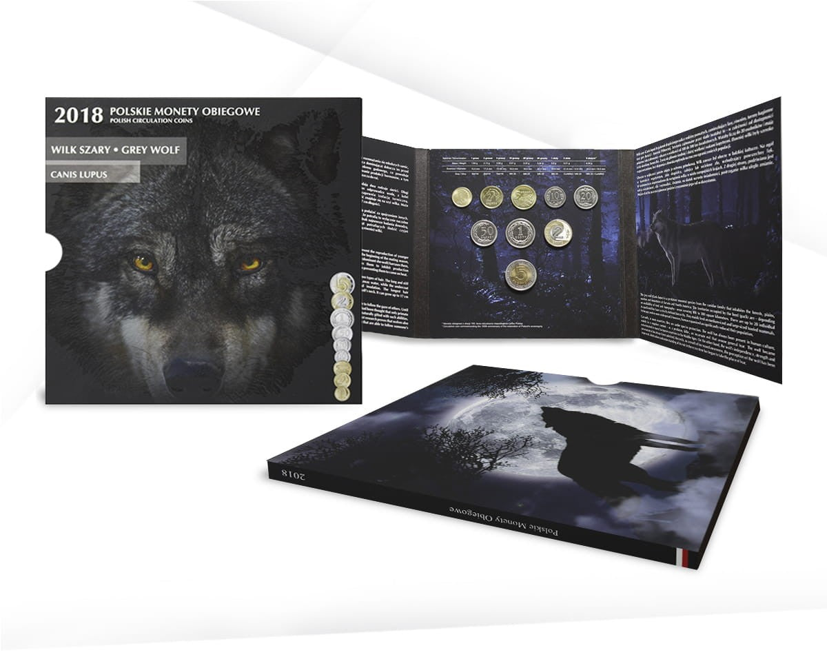 Polskie monety obiegowe Wilk szary x 9 2018