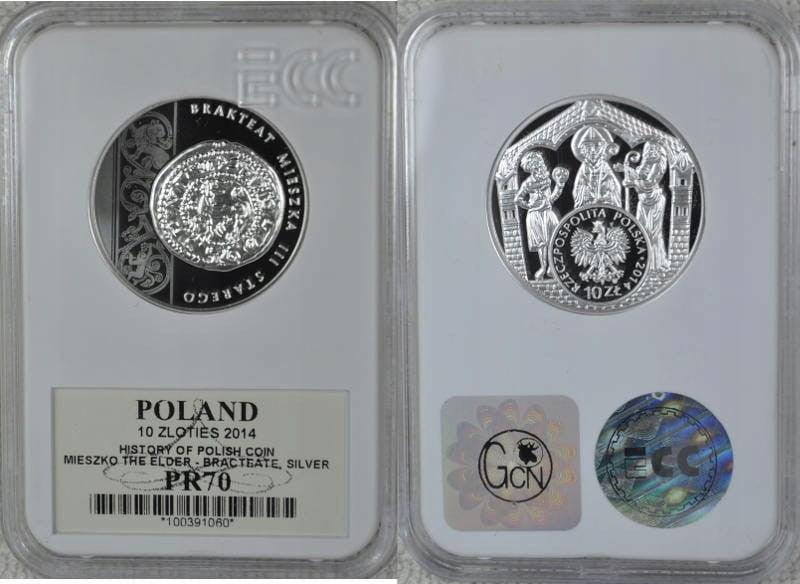 10 zł Brakteat Mieszka III 2014 PR70