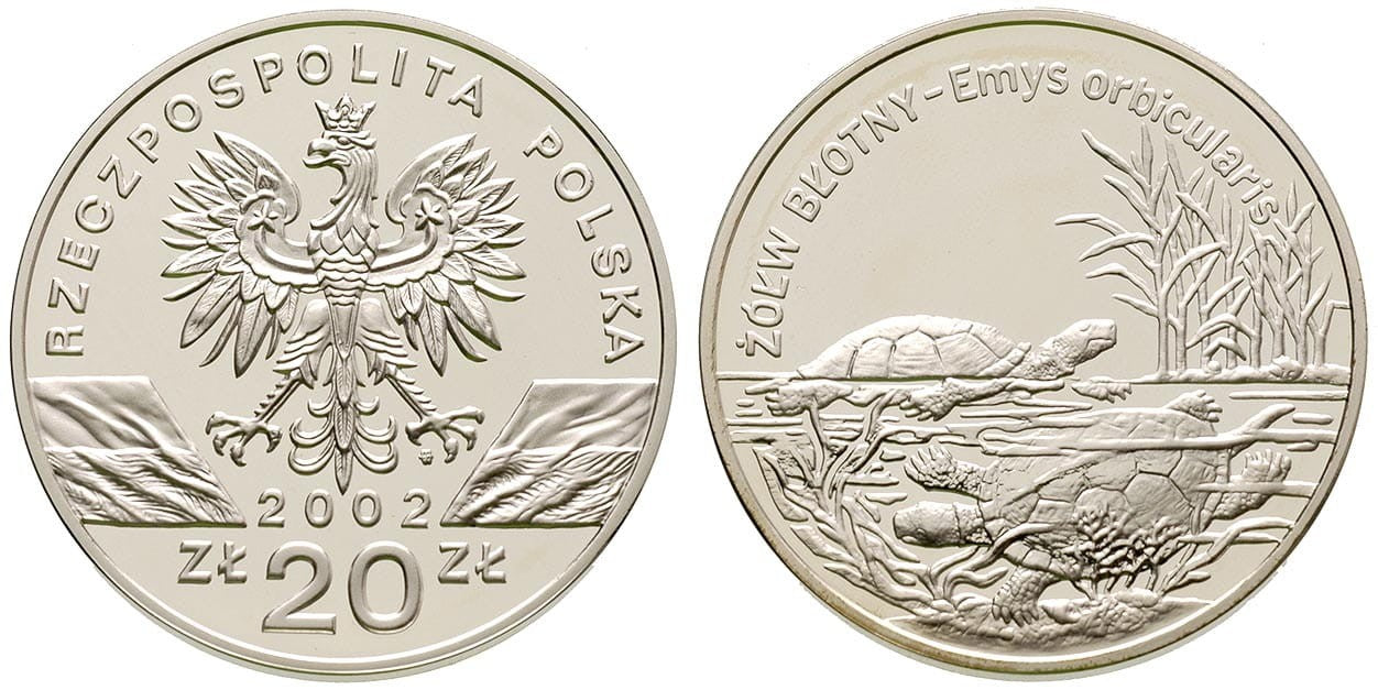 20 zł Żółw błotny  (łac.Emys orbicularis) 2002