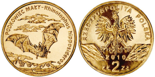 2 zł Podkowiec mały (łac. Rhinolphus hipposideros) 2010