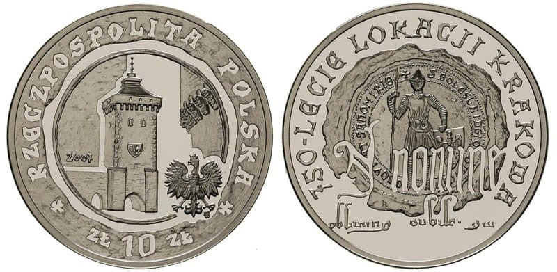 10 zł 750-lecie lokacji Krakowa 2007