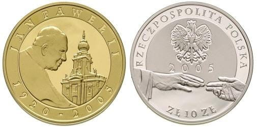 10 zł Jan Paweł II platerowany 2005